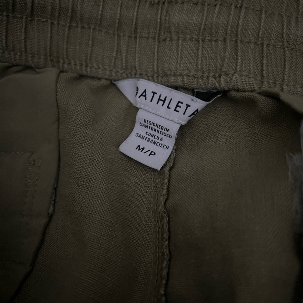 Athleta Olive Green Retreat Linen Pants